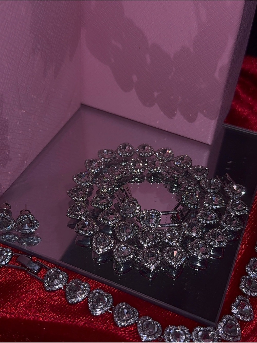 Ariana Grande Silver Heart Crystal Necklace  Bracelet and Set